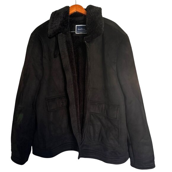 Club Room Mens XXL Black Faux Shearling-Lined Jacket With Full Zipper & Button P - Picture 1 of 7